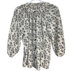 Tucker 100% Silk Button Front Floral Print Blouse size S